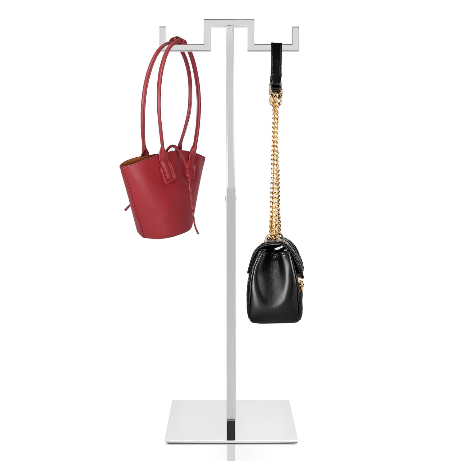 Polmart Countertop Adjustable Double-Hanger Display Stand for Hangbag, Wreath and Crafts, Silver - Image 2