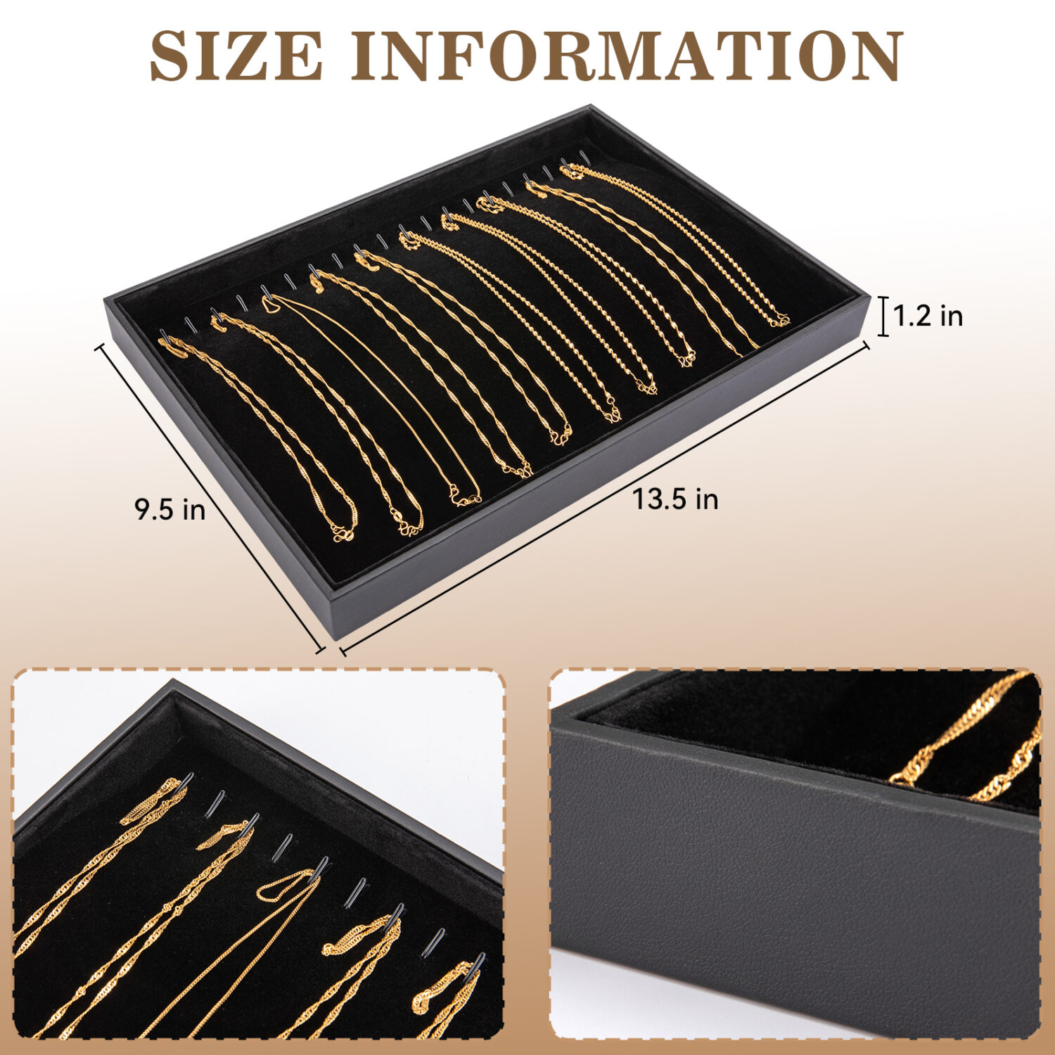 Polmart Stackable Bracelet & Jewelry Organizer/Storage/Display Trays, Black Velvet (2-Pack) - Image 3