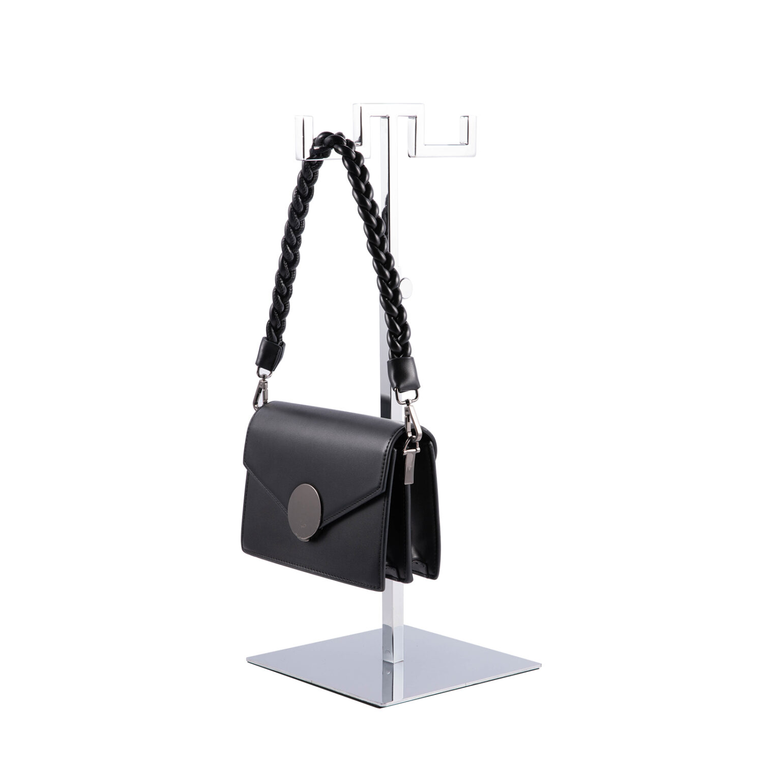 Polmart Countertop Adjustable Double-Hanger Display Stand for Hangbag, Wreath and Crafts, Silver