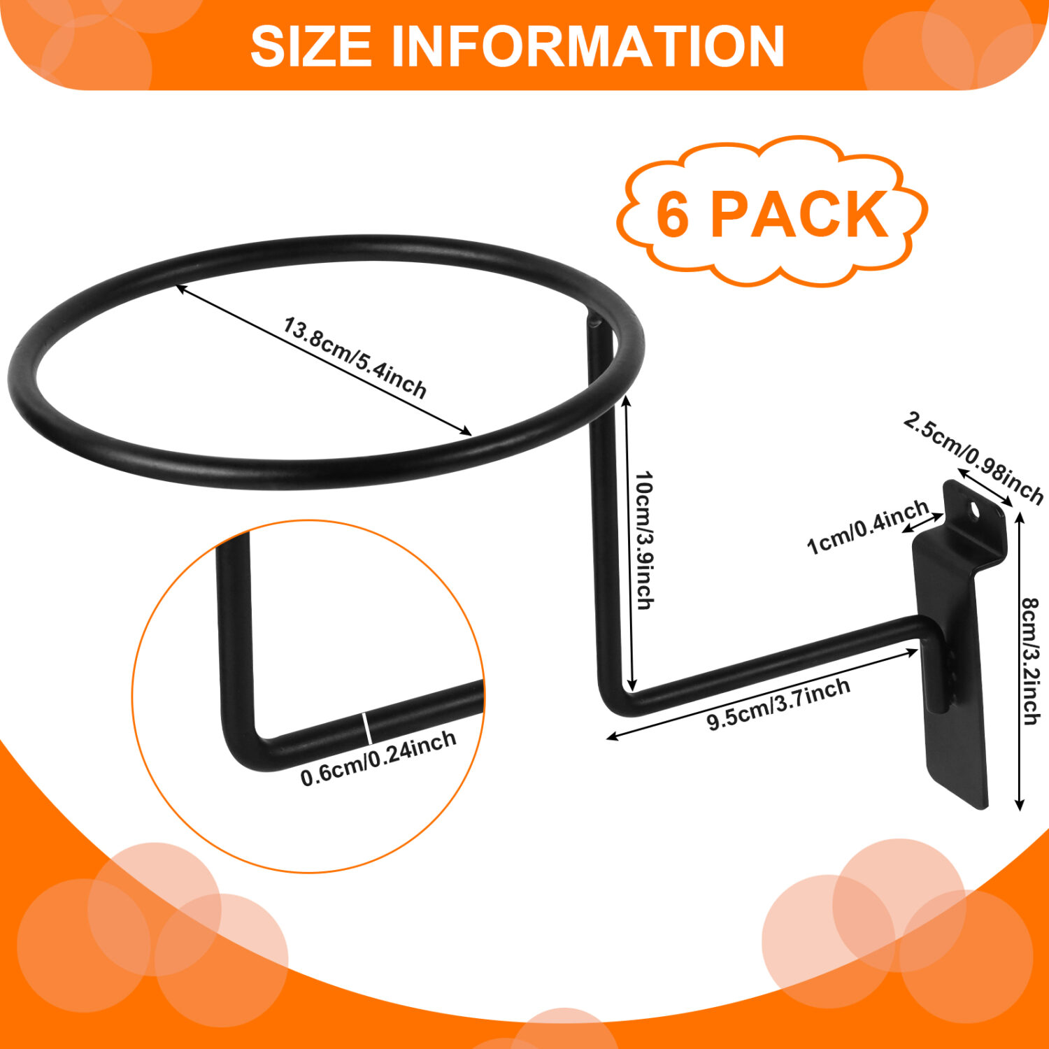 Polmart Slatwall Hat/Ball Displays, 6-Pack - Image 2