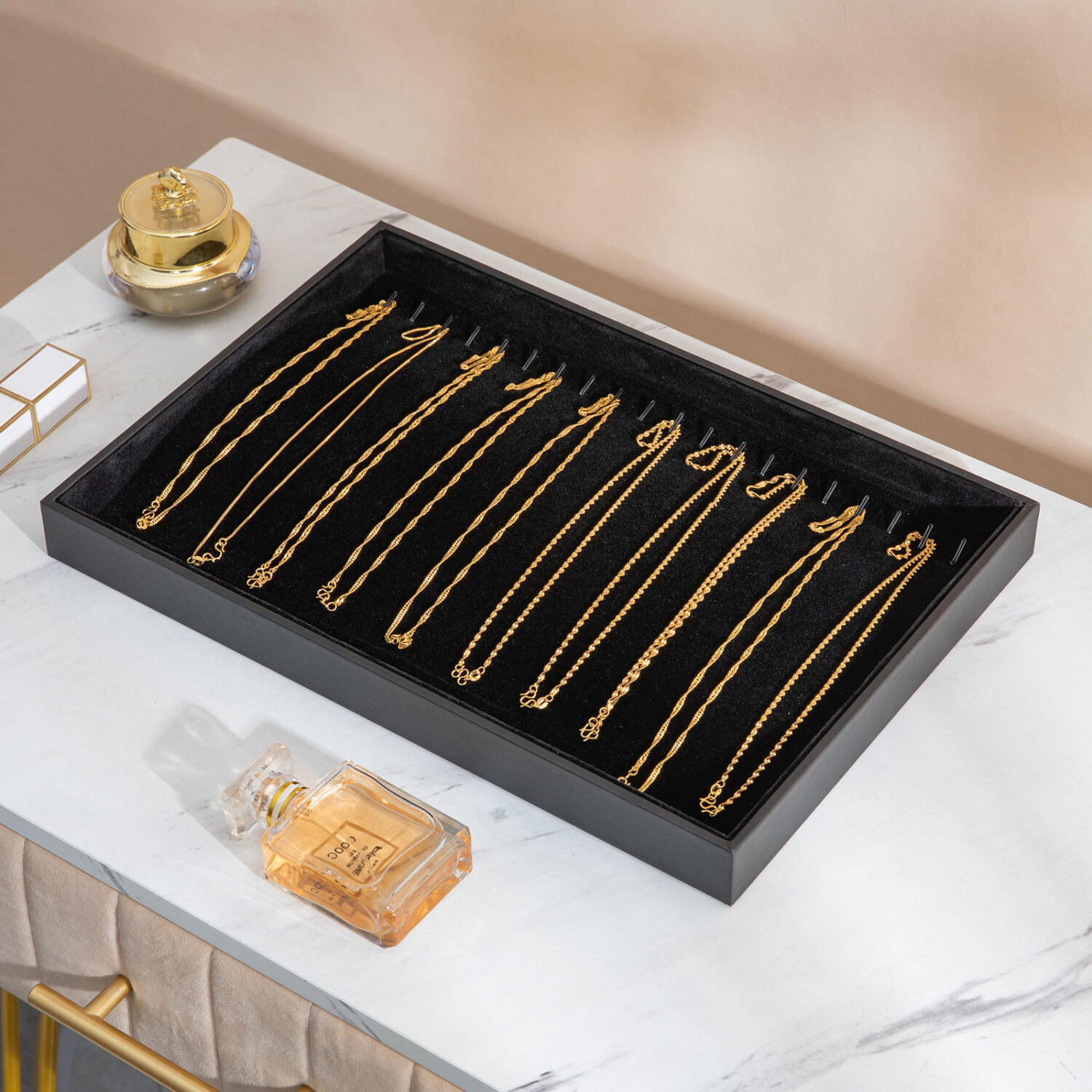 Polmart Stackable Bracelet & Jewelry Organizer/Storage/Display Trays, Black Velvet (2-Pack) - Image 4
