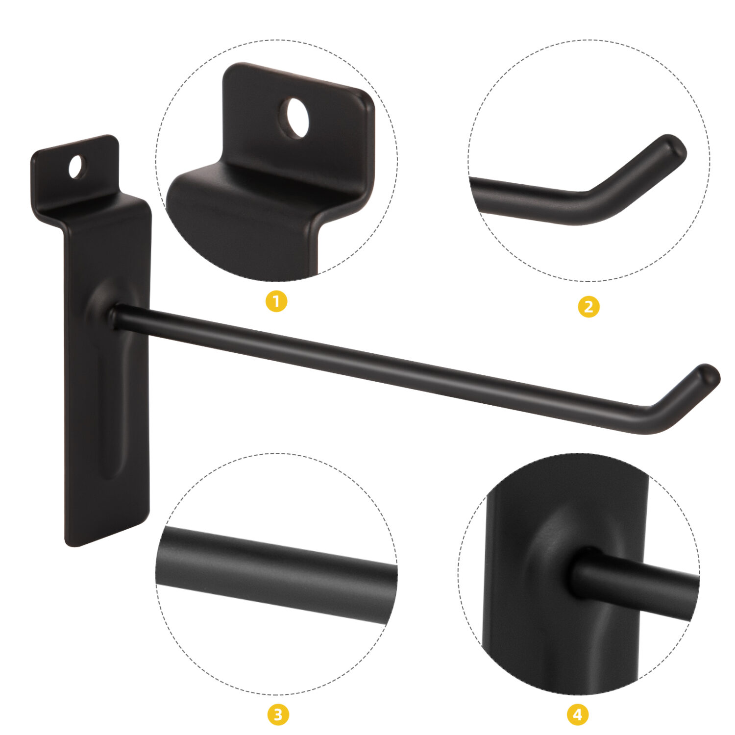 Polmart 8" Heavy Duty Black Slatwall Panel Hooks, Pack of 96 - Image 3