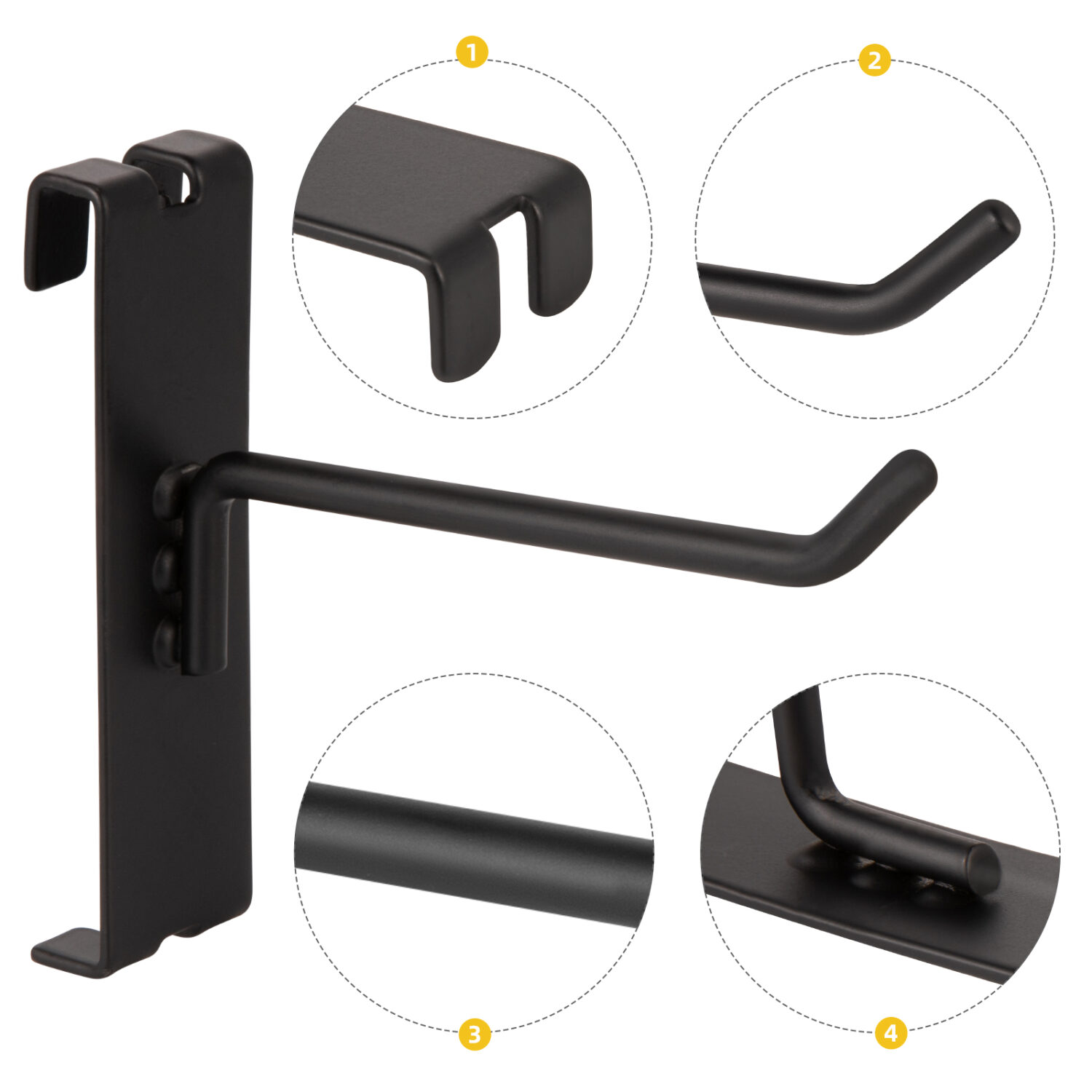 Polmart 6" Heavy Duty Black Gridwall Panel Hooks, Pack of 96 (6-inch) - Image 3