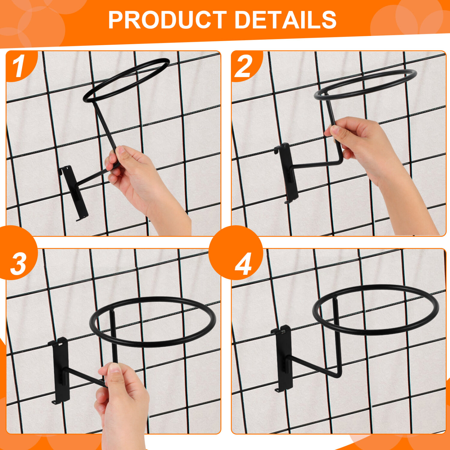 Polmart Black Gridwall Hat/Ball Display (6-Pack) - Image 4