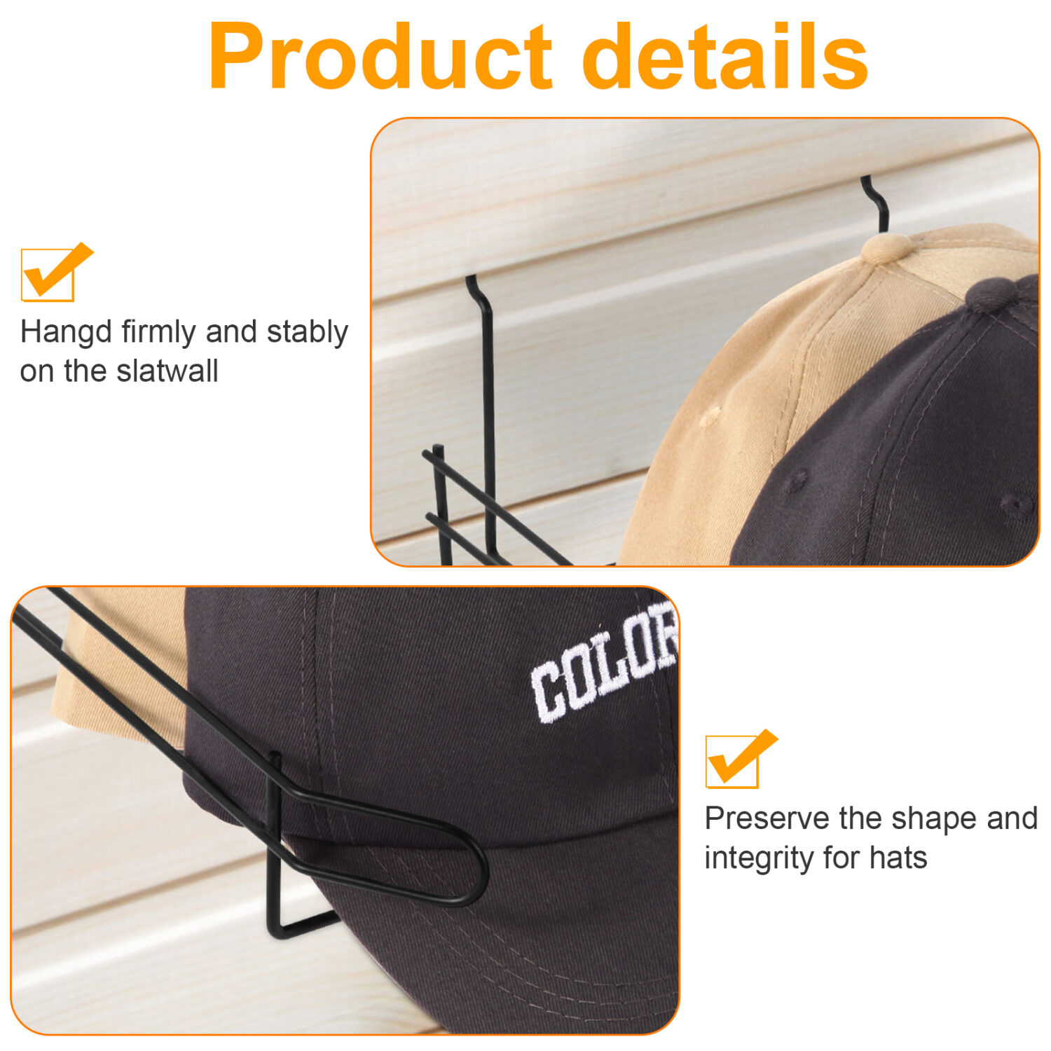 Polmart Slatwall Hat Display Baskets/Racks, 4-Pack - Image 4