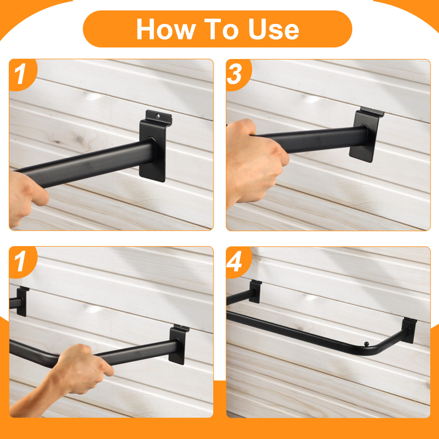 Polmart Slatwall Steel U-Shape Hanger Rail, 4-Pack - Image 4