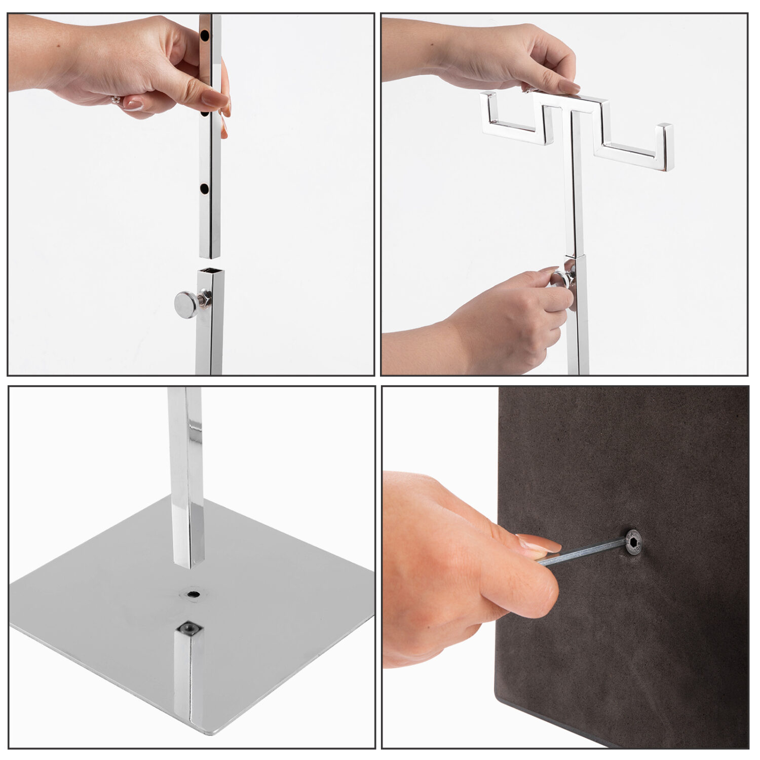 Polmart Countertop Adjustable Double-Hanger Display Stand for Hangbag, Wreath and Crafts, Silver - Image 5