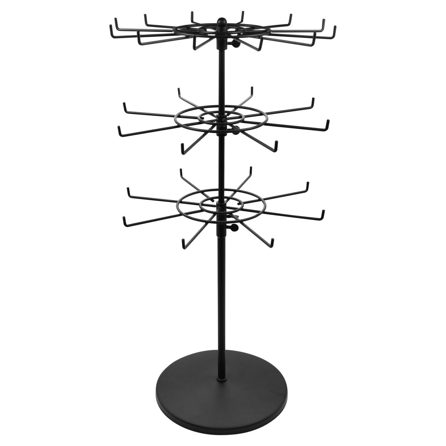 Polmart Heavy Duty Adjustable 3-Tier Countertop Spinner Display Stand, with Adjustable Height & Tiers, Black