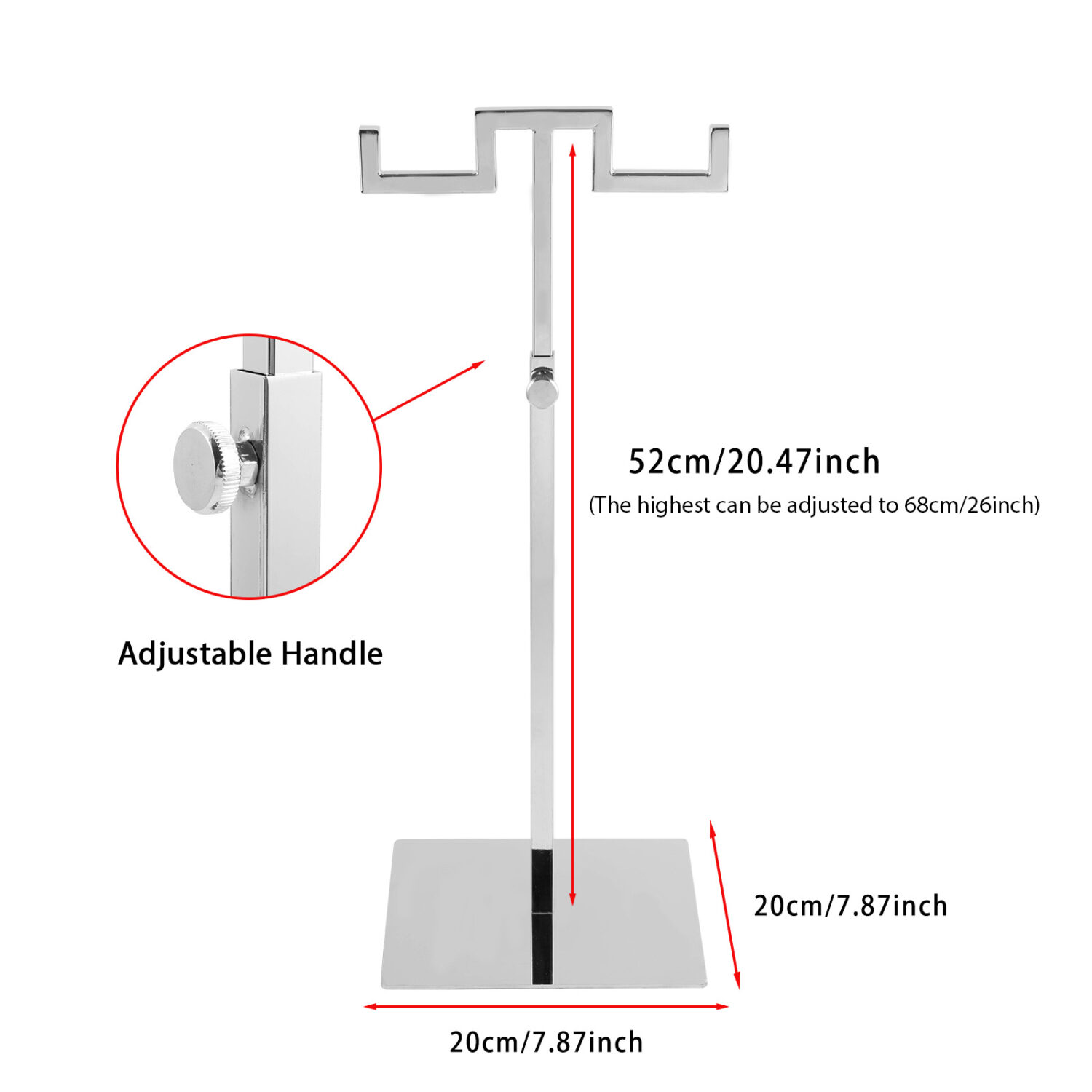 Polmart Countertop Adjustable Double-Hanger Display Stand for Hangbag, Wreath and Crafts, Silver - Image 6