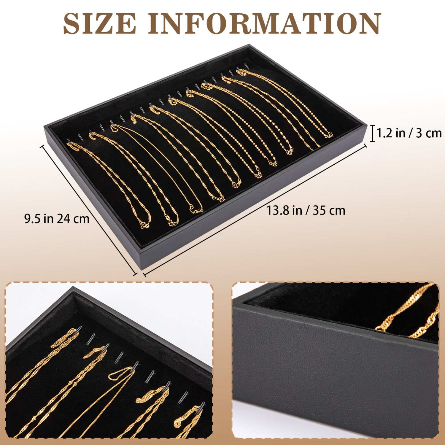 Polmart Stackable Bracelet & Jewelry Organizer/Storage/Display Trays, Black Velvet (2-Pack) - Image 5