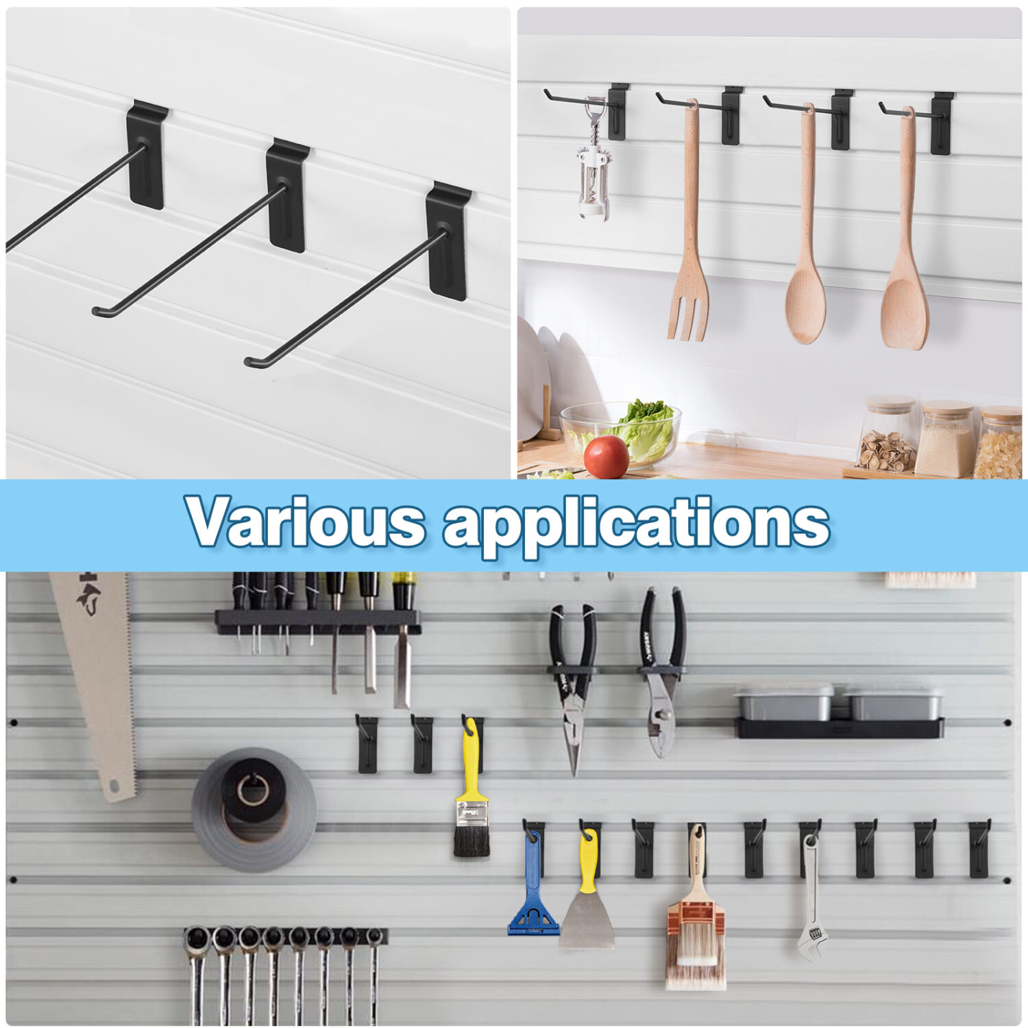 Polmart 6" Heavy Duty Black Slatwall Panel Hooks, Pack of 96 - Image 7