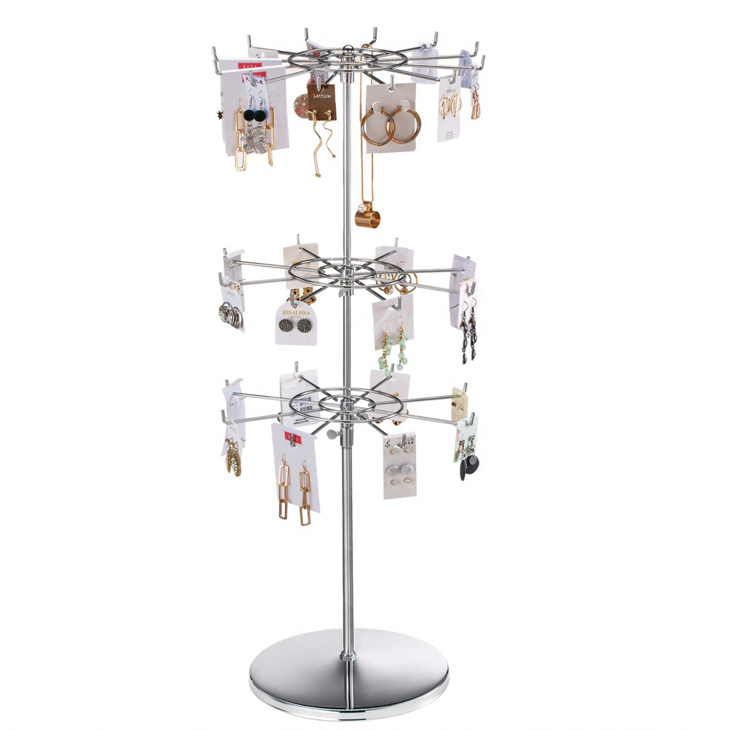 Polmart Heavy Duty Adjustable 3-Tier Countertop Spinner Display Stand, with Adjustable Height & Tiers - Image 7