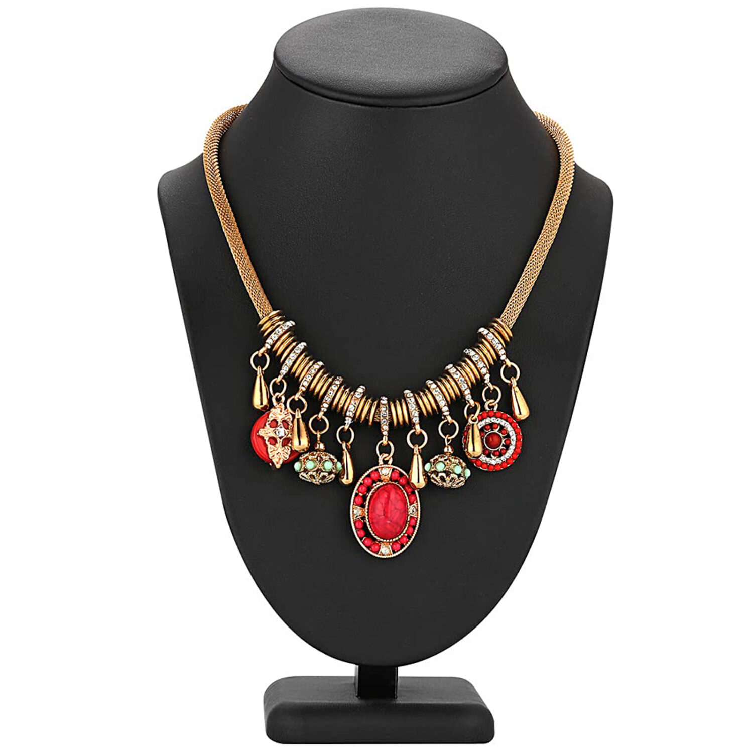 Polmart P26 Modern Necklace Display Bust, Black Leatherette, 10 ¼”H