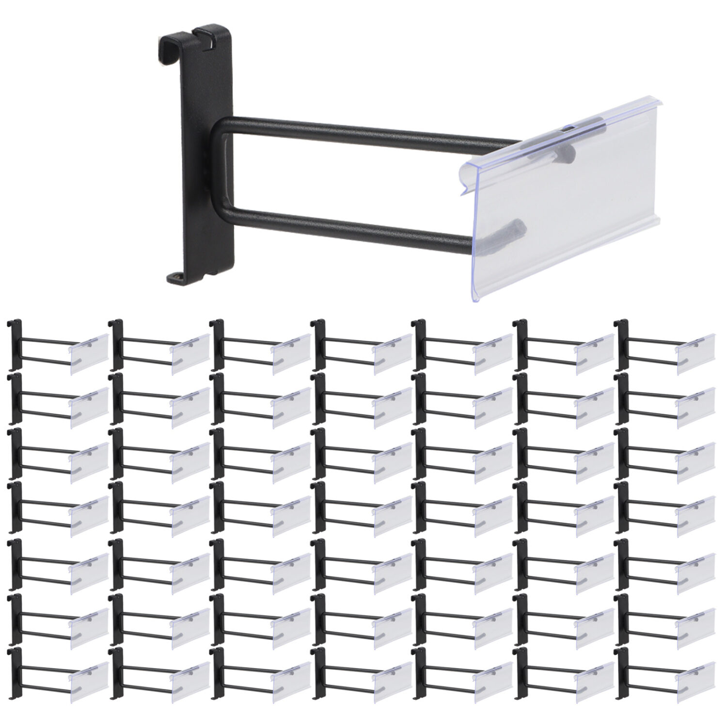 Polmart Heavy Duty Gridwall Panel Double-Bar Hooks, Black - 50 Pack (4-inch)