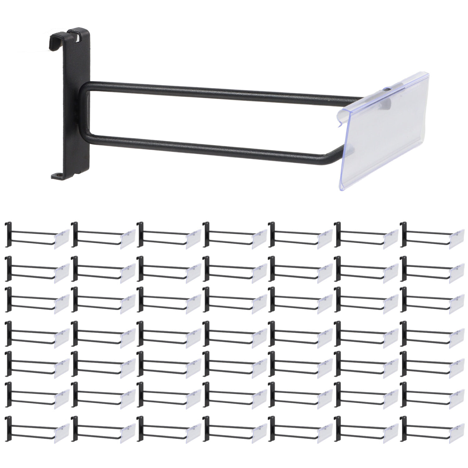Polmart Heavy Duty Gridwall Panel Double-Bar Hooks, Black - 50 Pack (8-inch)