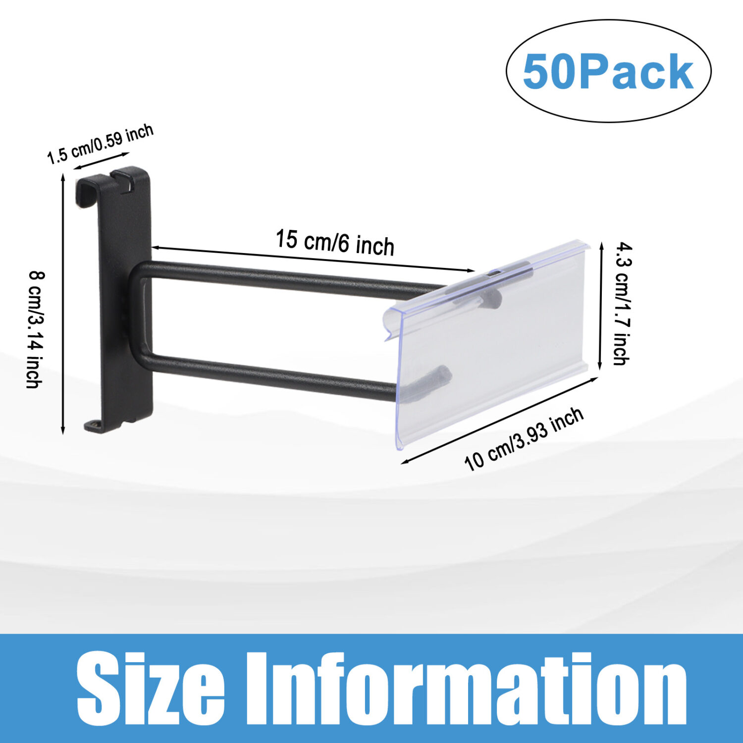 Polmart Heavy Duty Gridwall Panel Double-Bar Hooks, Black - 50 Pack (4-inch) - Image 2