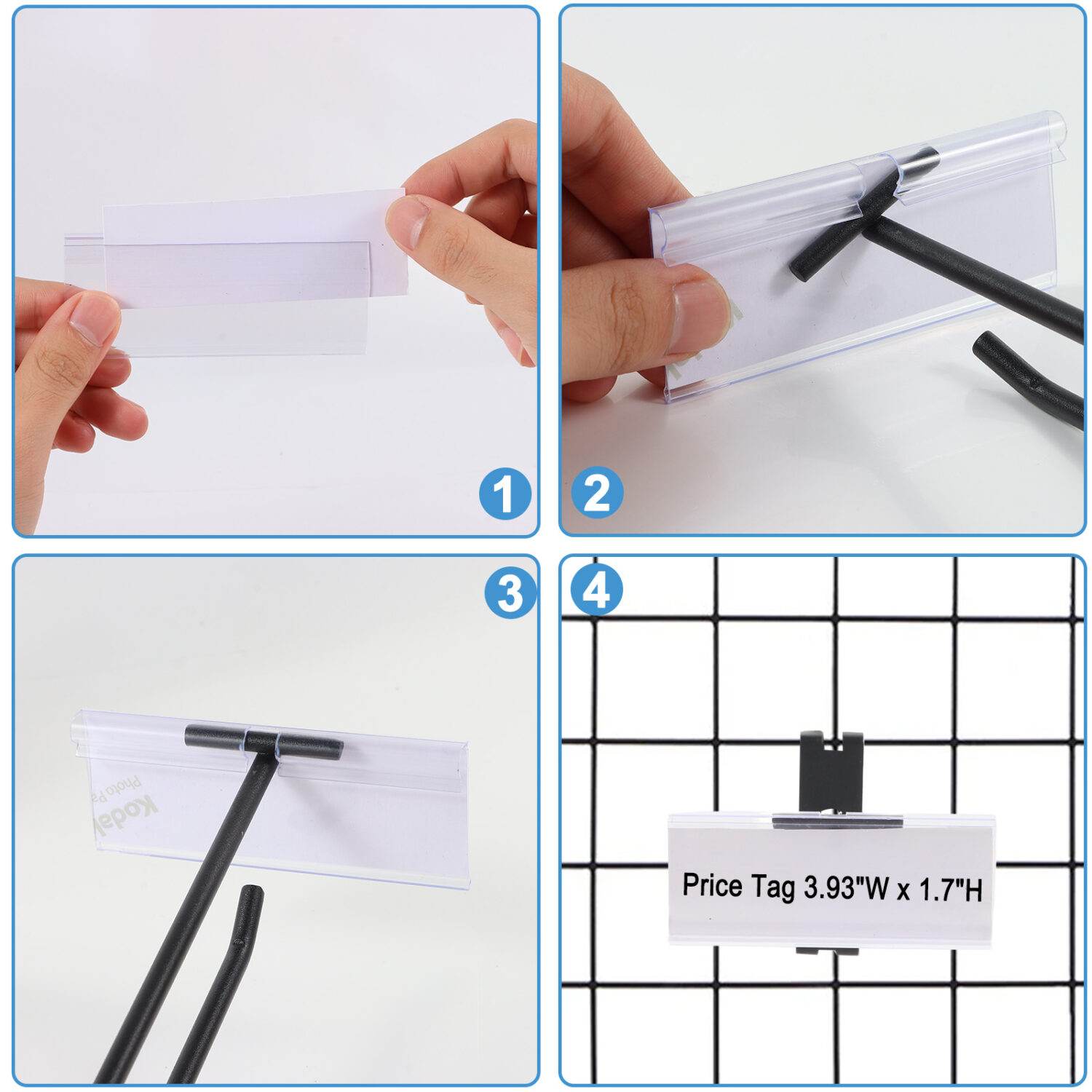 Polmart Heavy Duty Gridwall Panel Double-Bar Hooks, Black - 50 Pack (4-inch) - Image 3