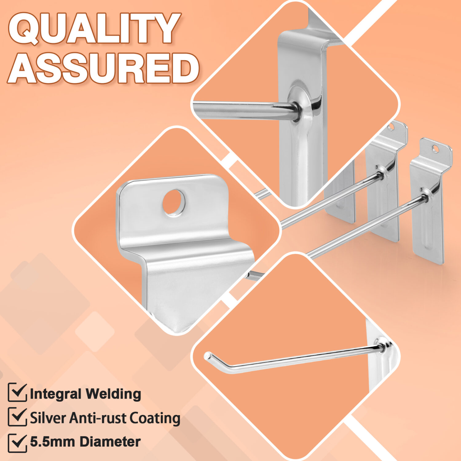 Polmart 8" Heavy Duty Silver Slatwall Panel Hooks - Pack of 96 (8-inch) - Image 4